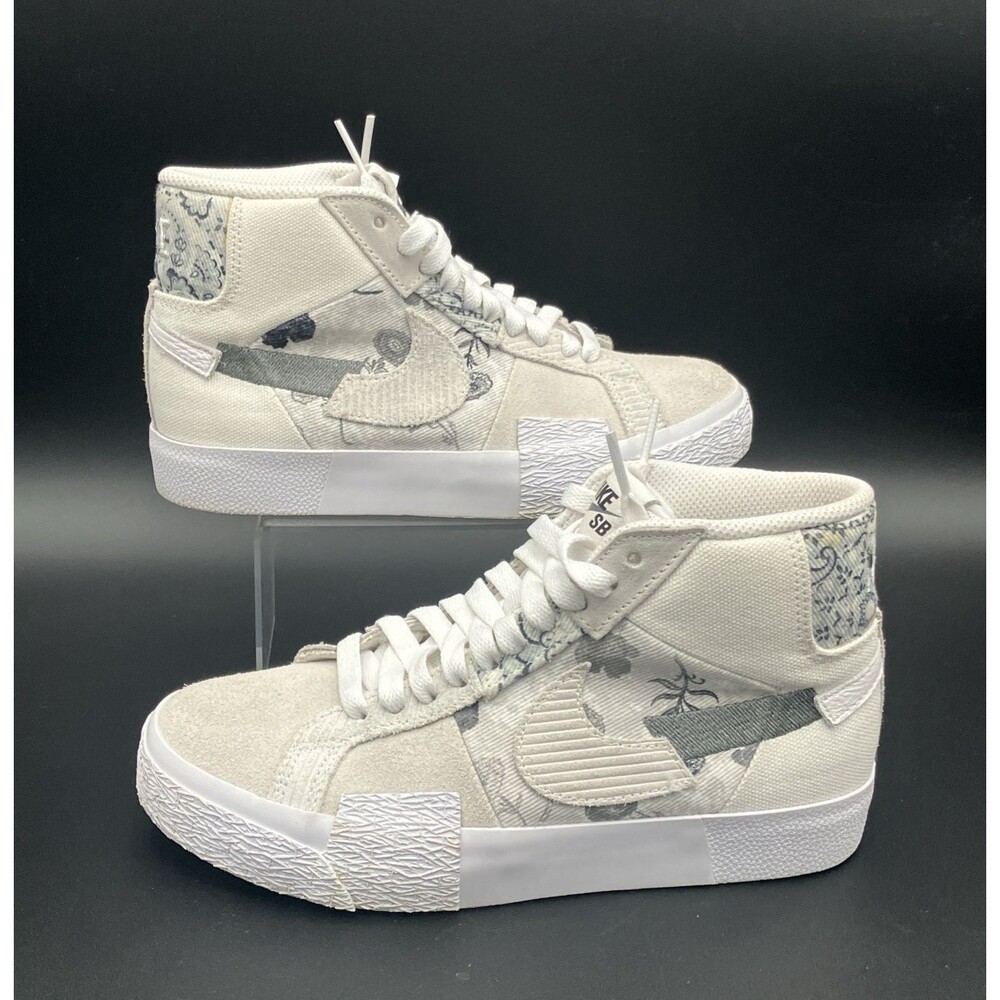 Nike SB Zoom Blazer Mid PRM Paisley Floral DM0859‑100 White/Grey Men’s Size 4